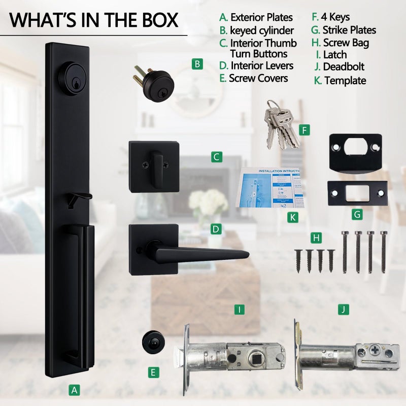 TMC Iron Black Front Double Door Handleset (KEYED HANDLESET) - Image 5